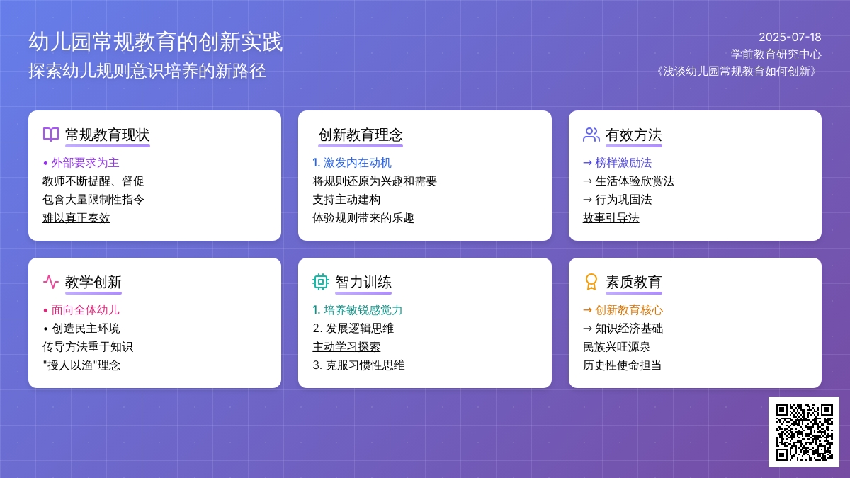 浅谈幼儿园常规教育如何创新