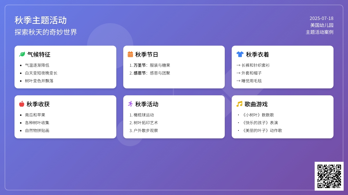 美国幼儿园《秋季》主题活动例举