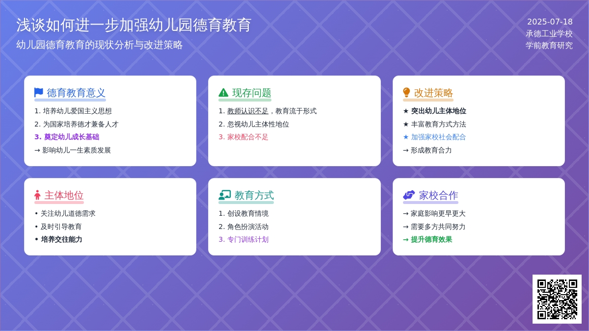 浅谈如何进一步加强幼儿园德育教育