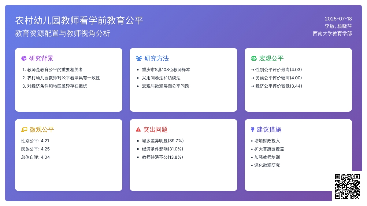 农村幼儿园教师看学前教育公平
