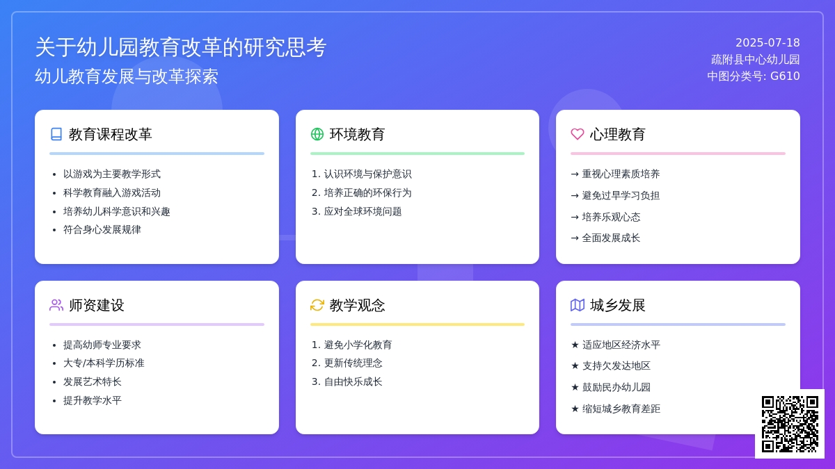 关于幼儿园教育改革的研究思考
