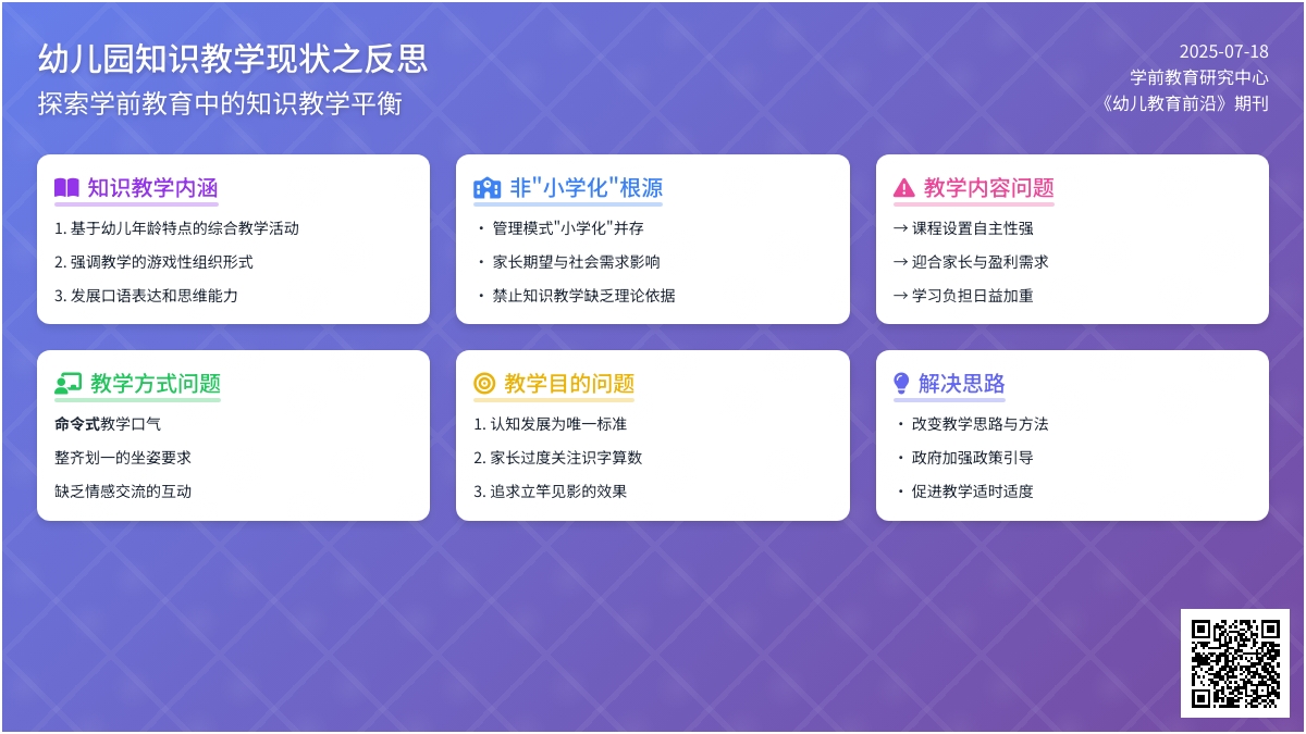 幼儿园知识教学现状之反思