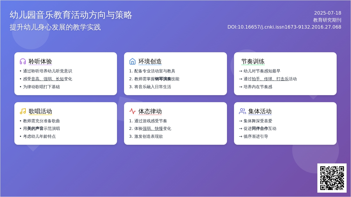 幼儿园音乐教育活动方向与策略