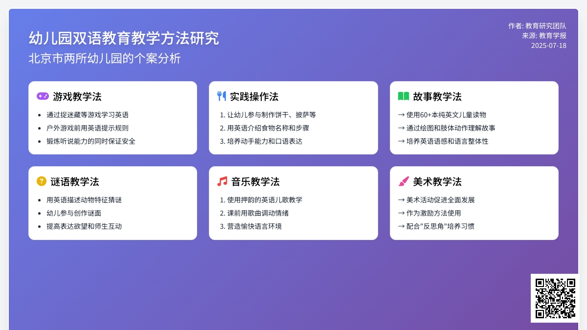 幼儿园双语教育教学方法的个案研究