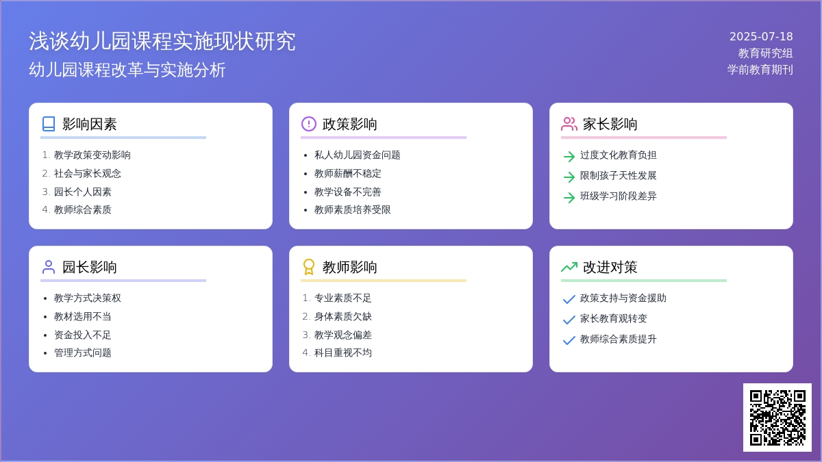 浅谈幼儿园课程实施现状研究
