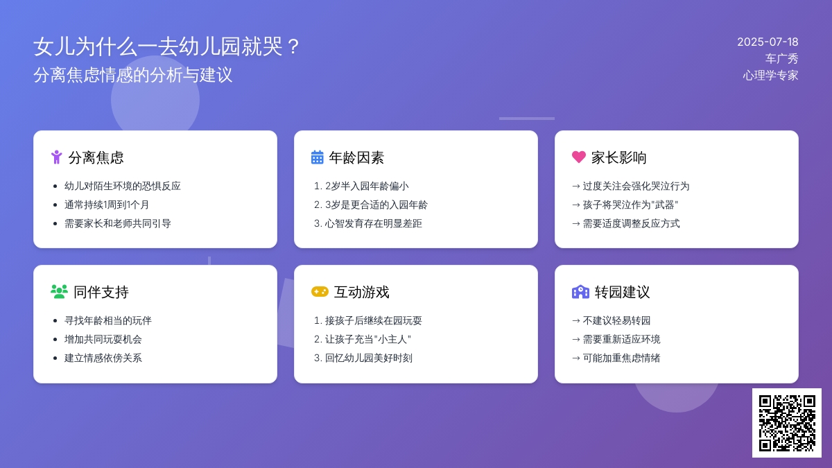 女儿为什么一去幼儿园就哭？