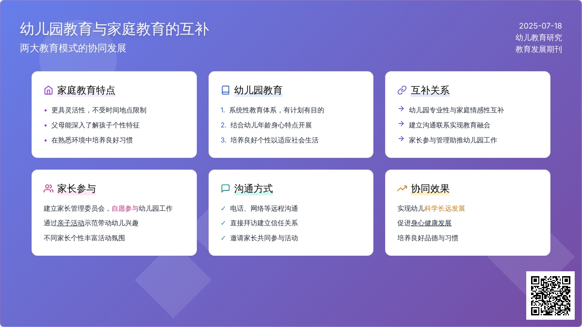 幼儿园教育与家庭教育的互补