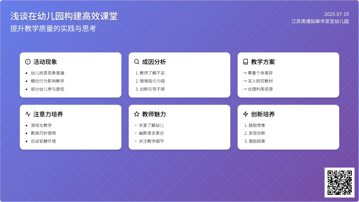 浅谈在幼儿园构建高效课堂