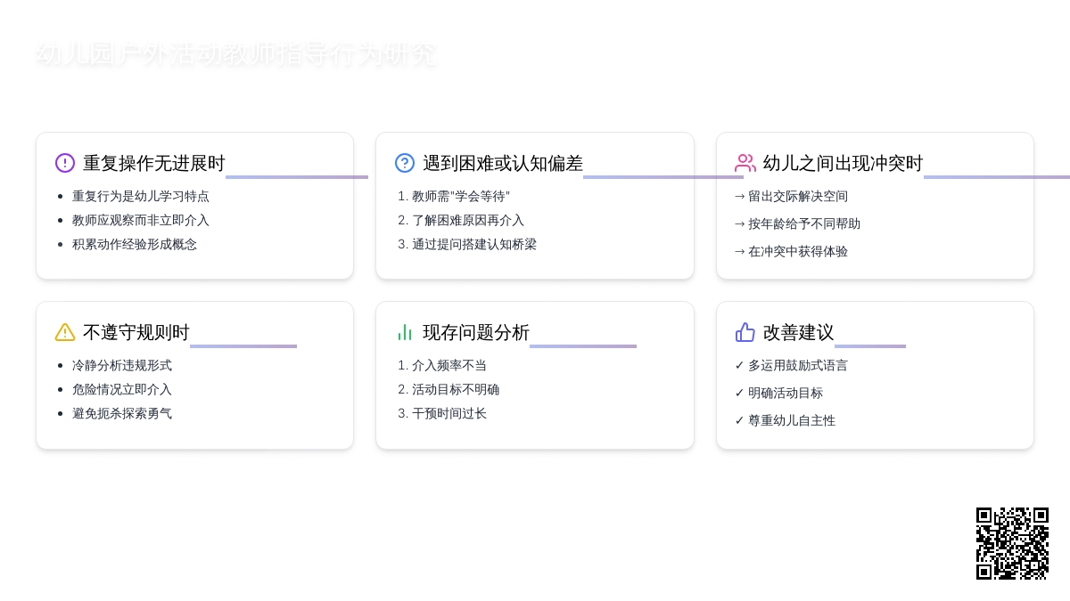 幼儿园户外活动教师指导行为研究