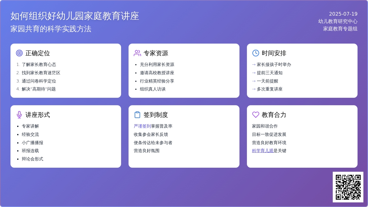 如何组织好幼儿园家庭教育讲座