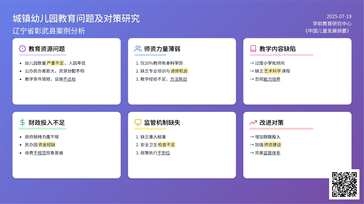城镇幼儿园教育问题及对策研究