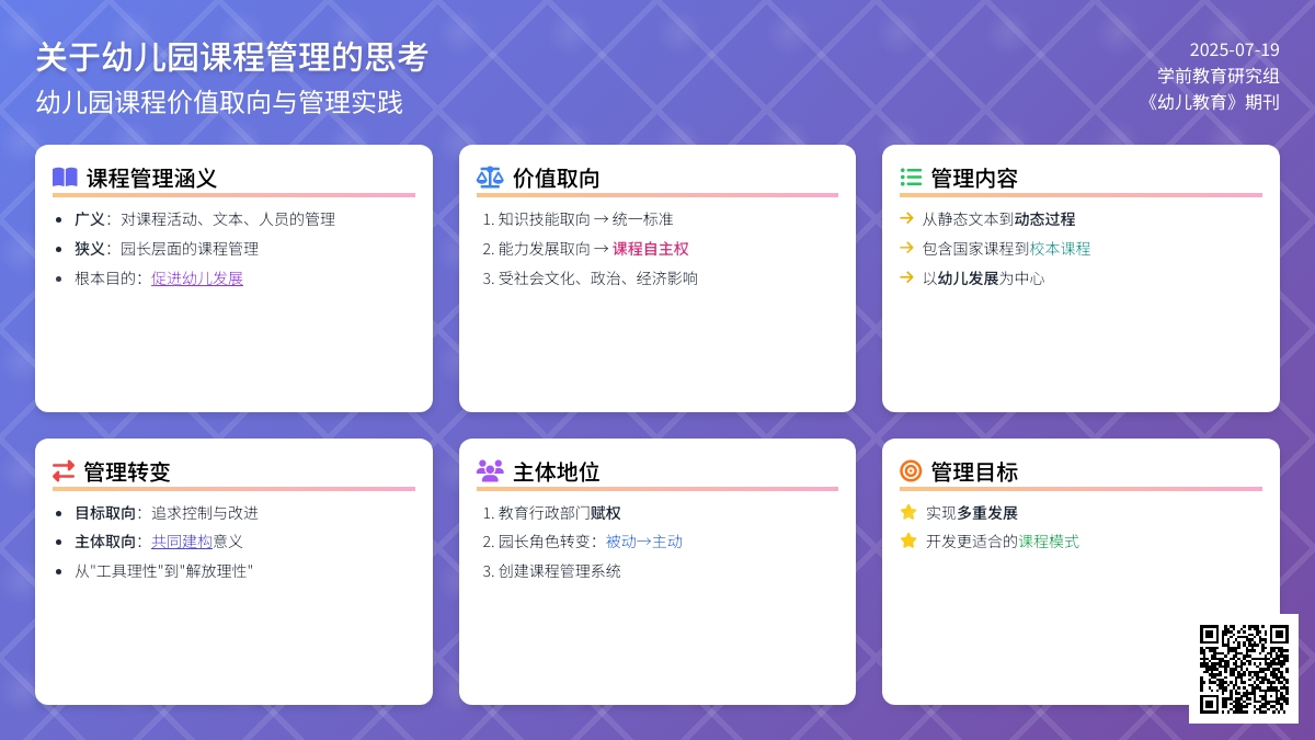 关于幼儿园课程管理的思考