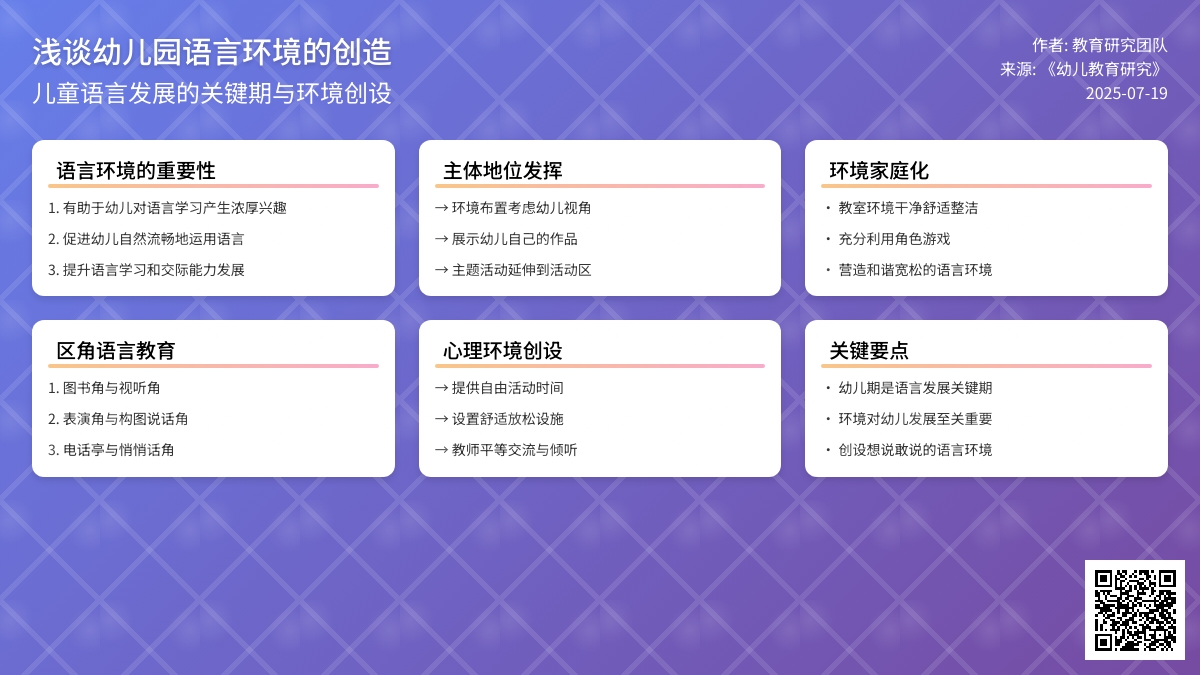 浅谈幼儿园语言环境的创造
