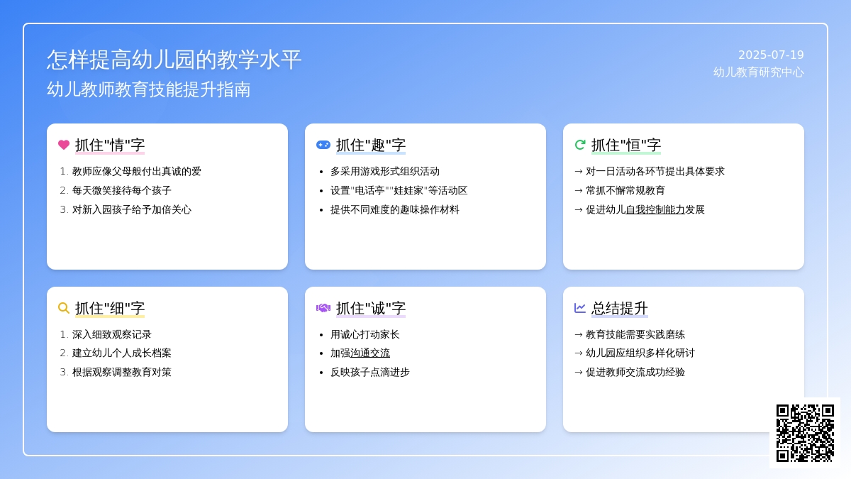 怎样提高幼儿园的教学水平