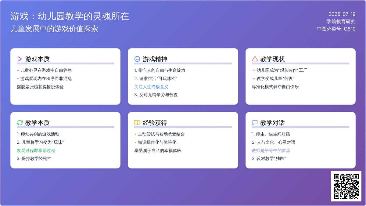 游戏：幼儿园教学的灵魂所在