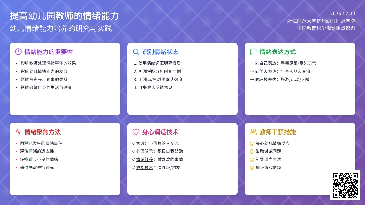 提高幼儿园教师的情绪能力