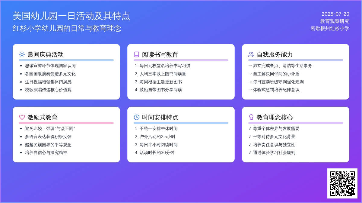 美国幼儿园一日活动及其特点