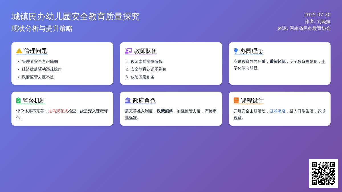 城镇民办幼儿园安全教育质量探究??