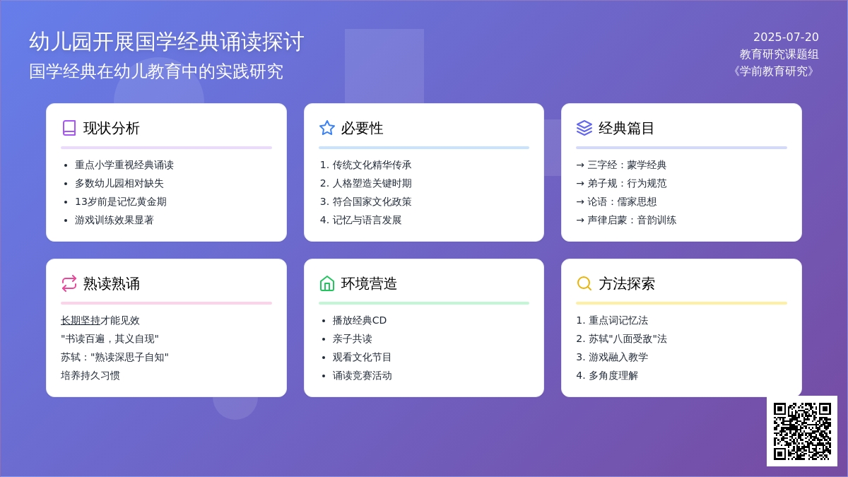 幼儿园开展国学经典诵读探讨