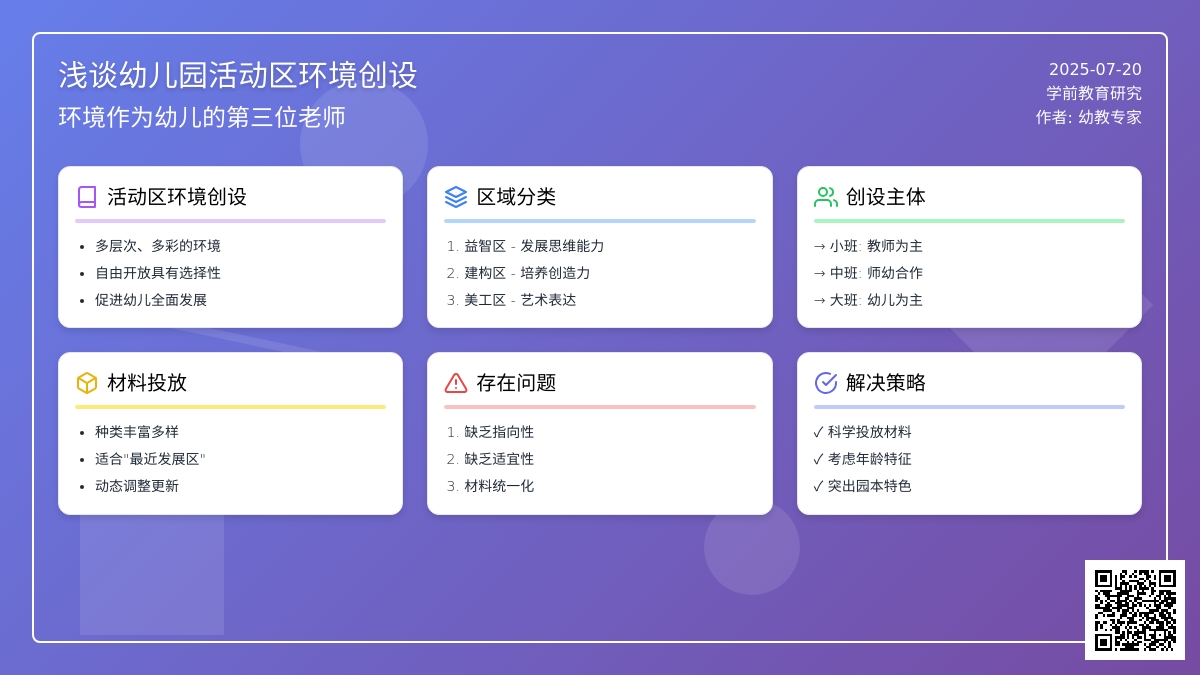 浅谈幼儿园活动区环境创设