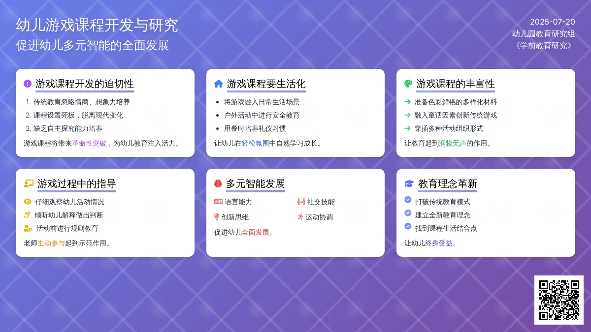 幼儿园游戏课程的实验研究