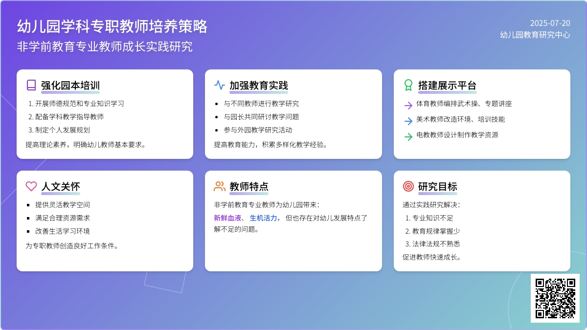 幼儿园学科专职教师培养策略