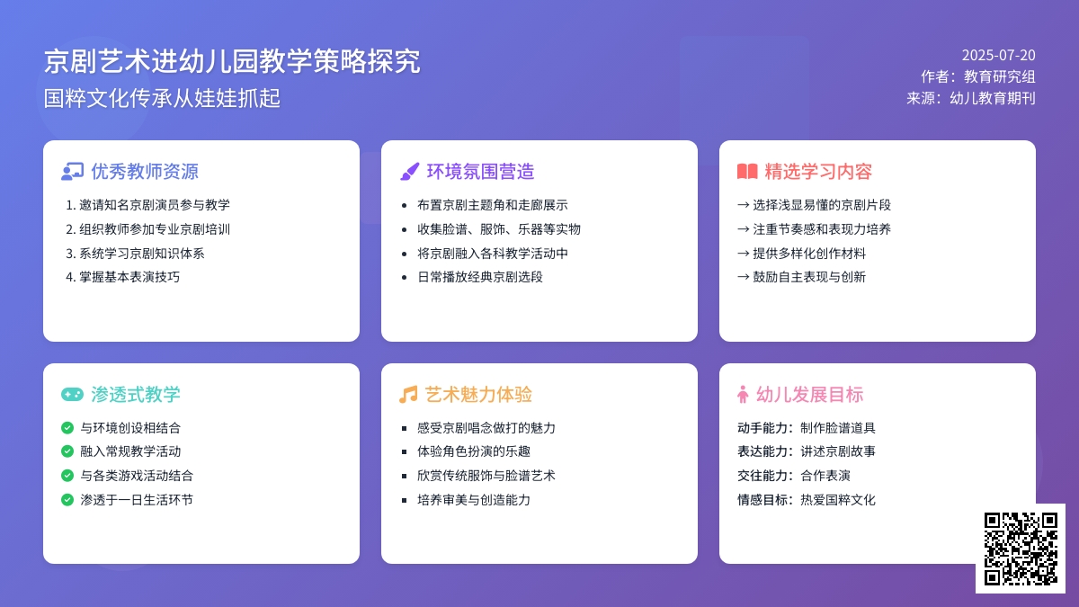 京剧艺术进幼儿园教学策略探究