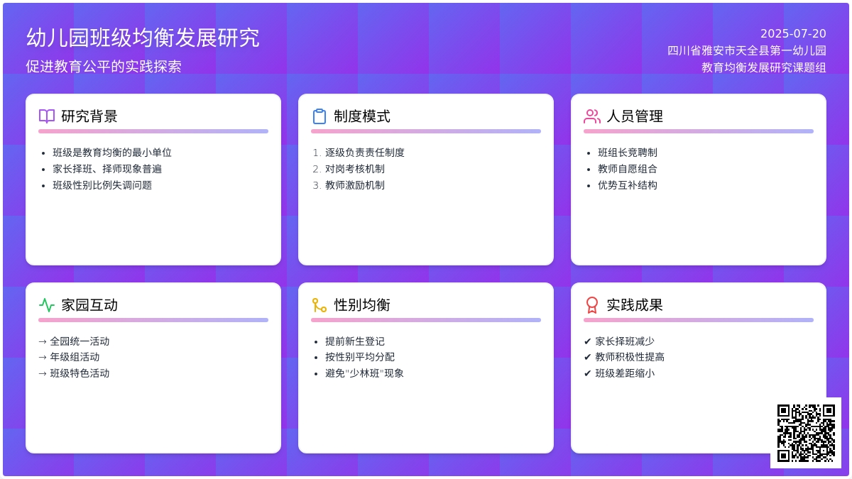 幼儿园班级之间均衡协调发展研究