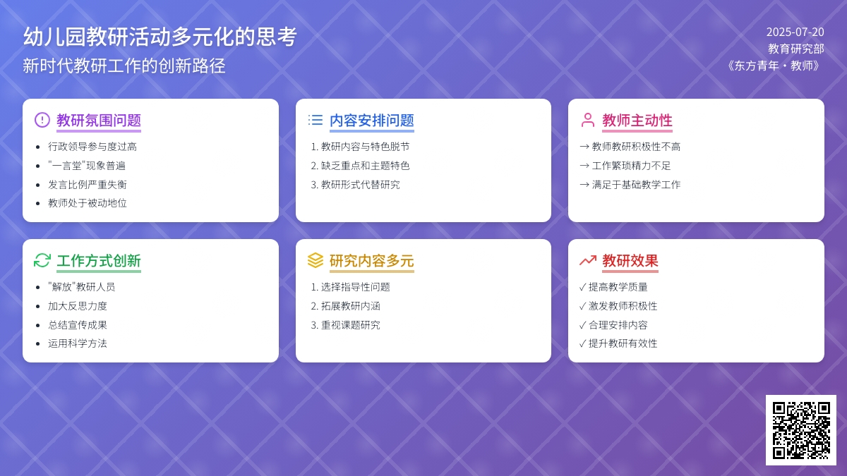 幼儿园教研活动多元化的思考