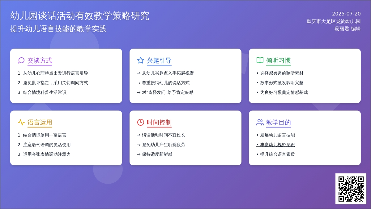 幼儿园谈话活动有效教学策略研究