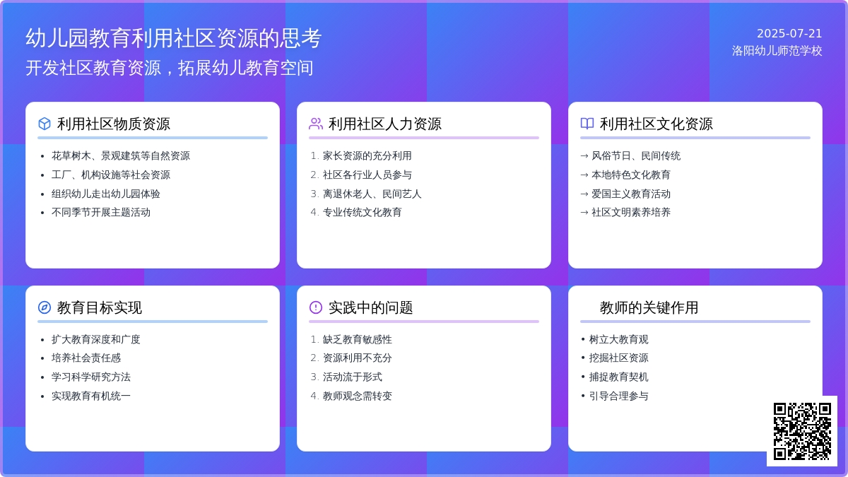 幼儿园教育利用社区资源的思考