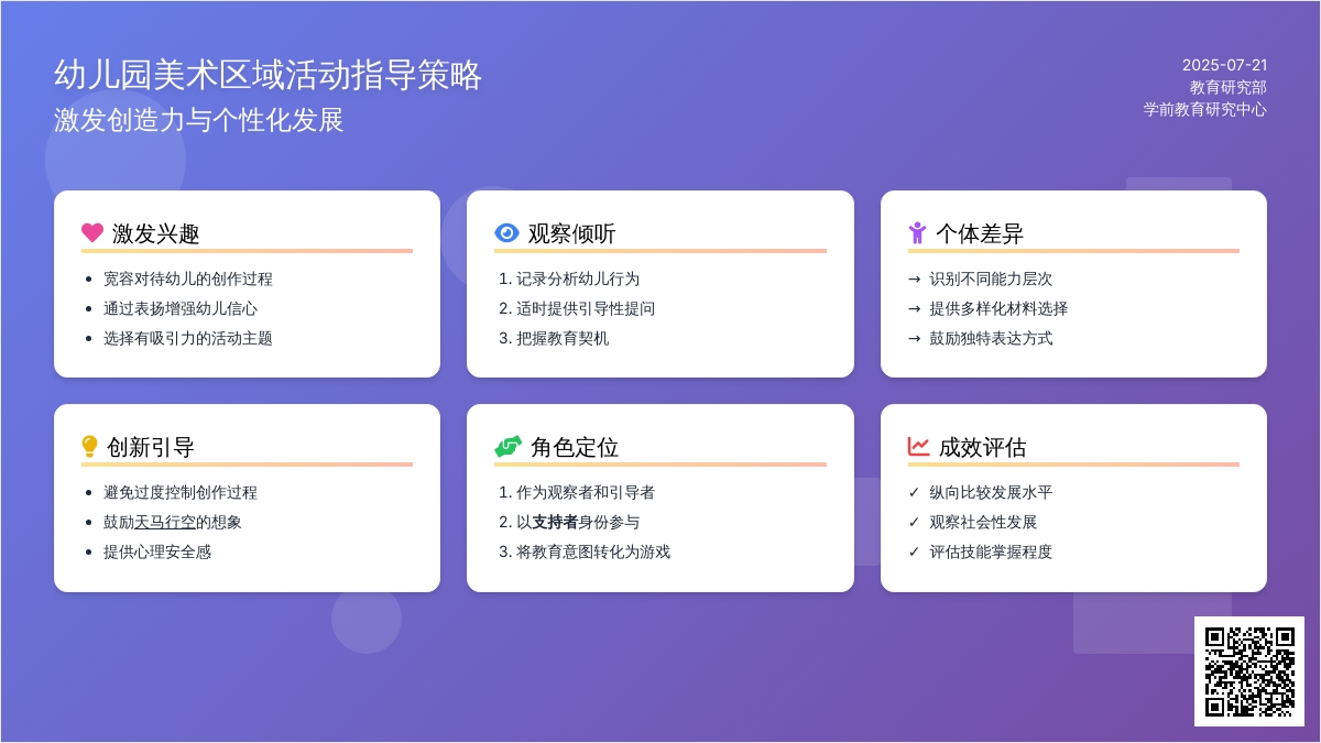 幼儿园美术区域活动指导策略