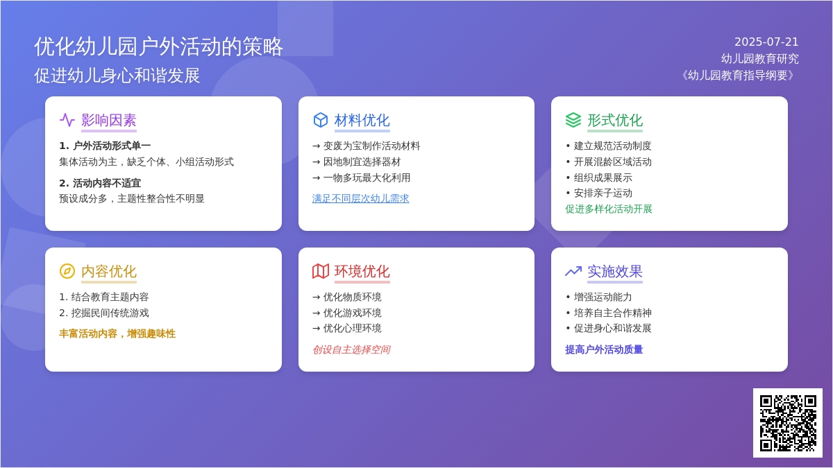谈优化幼儿园户外活动的策略