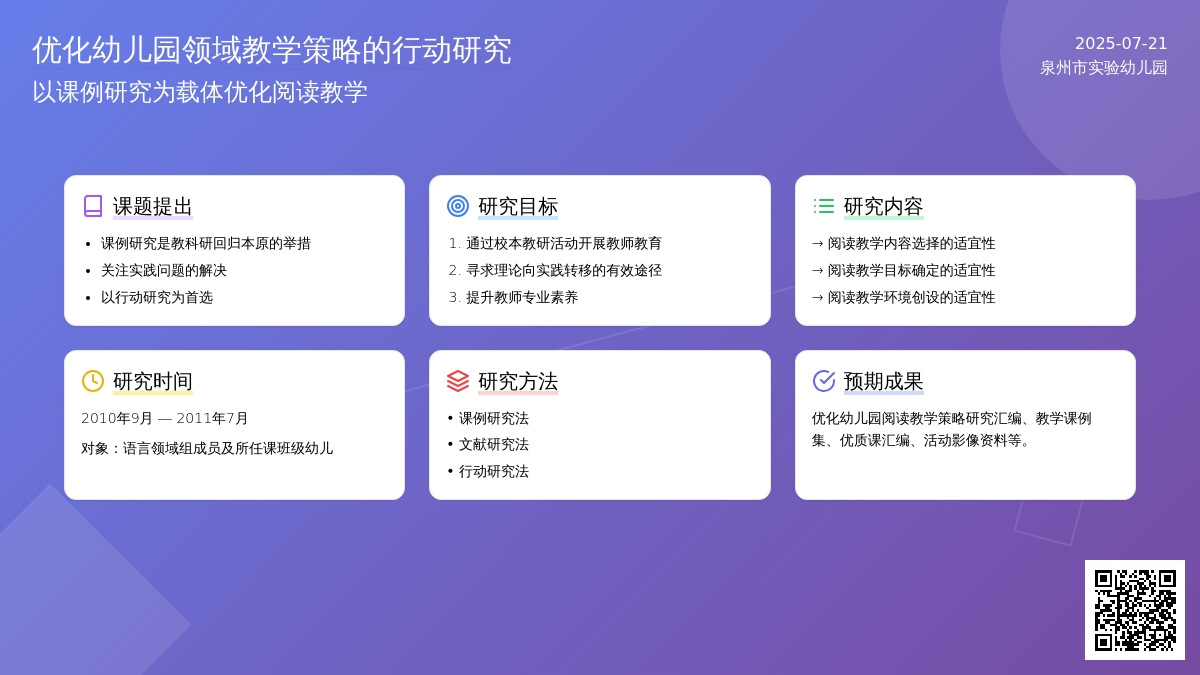 优化幼儿园领域教学策略的行动研究