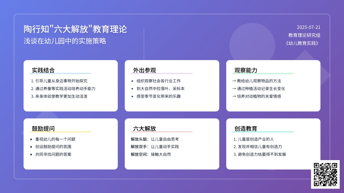 浅谈在幼儿园中实施“六大解放”