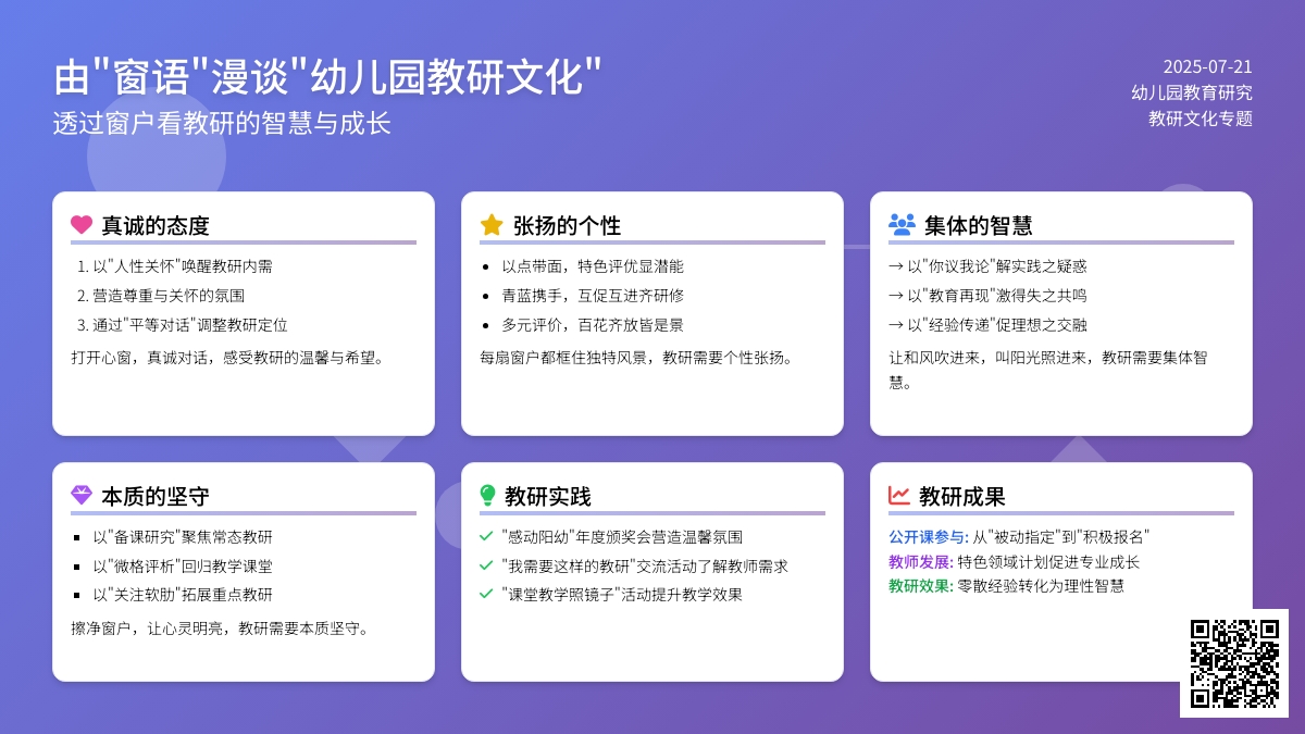 由“窗语”漫谈“幼儿园教研文化”