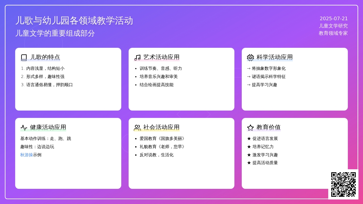 儿歌与幼儿园各领域教学活动