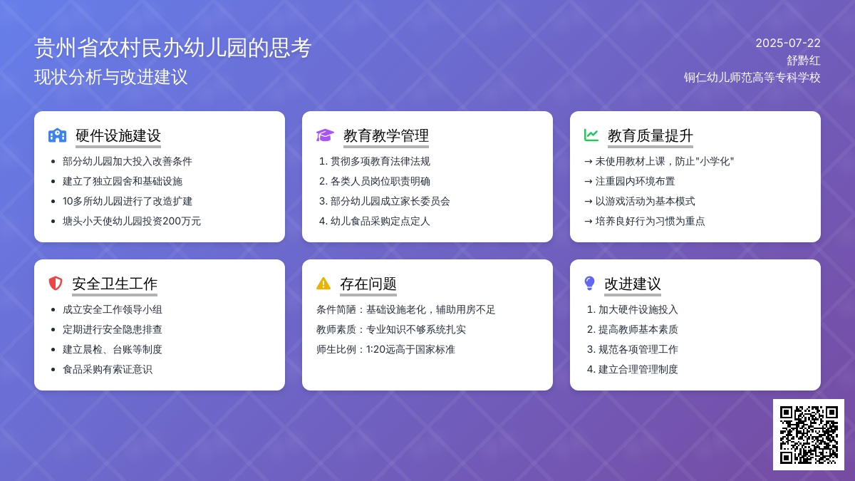 对贵州省农村民办幼儿园的思考