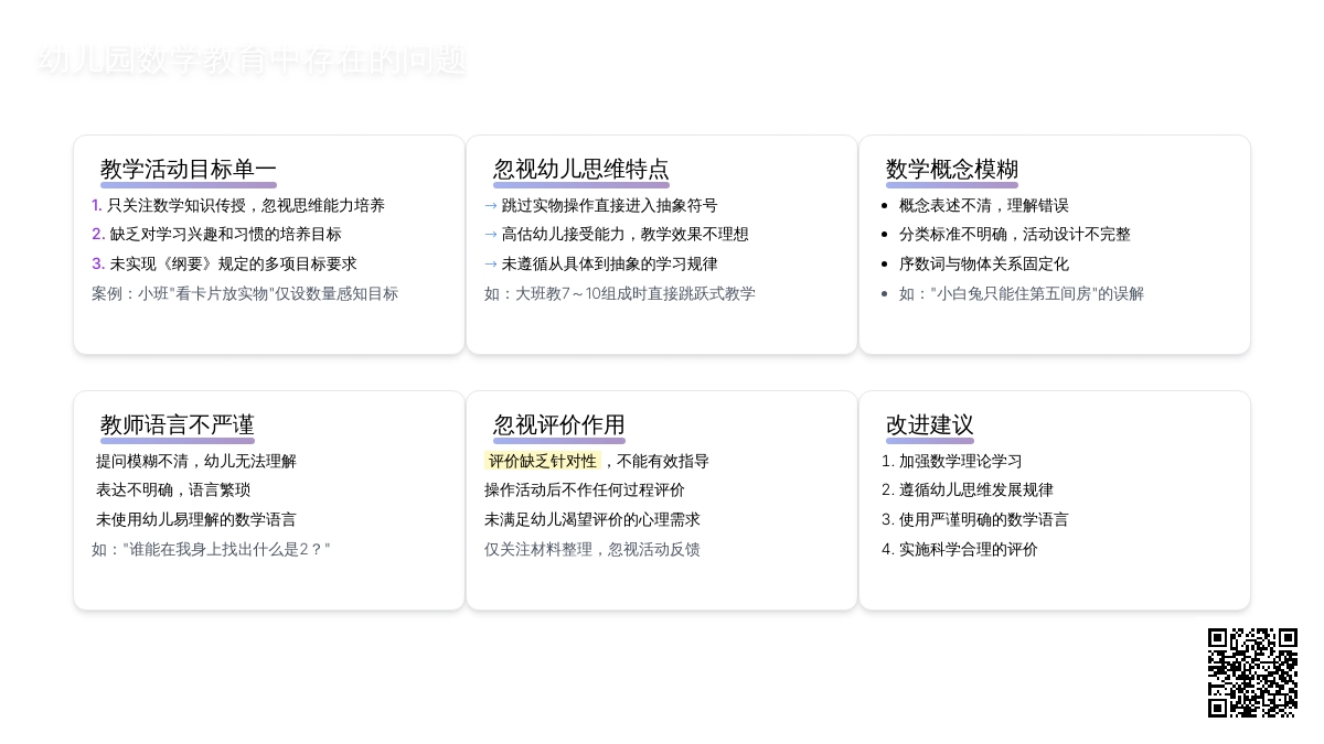 幼儿园数学教育中存在的问题