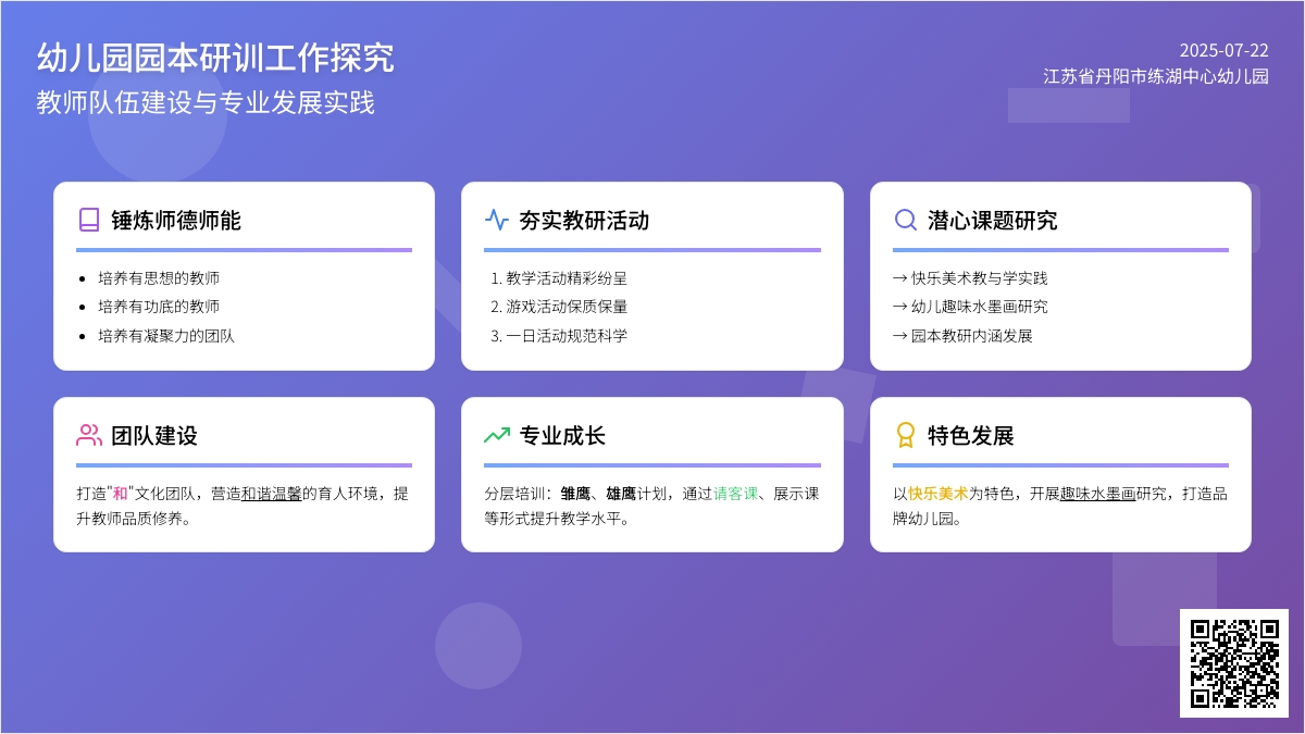 幼儿园园本研训工作探究