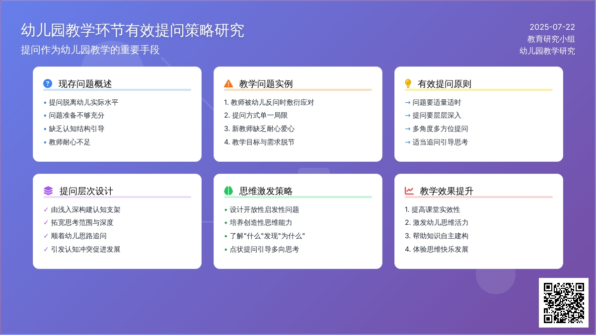 幼儿园教学环节有效提问策略研究
