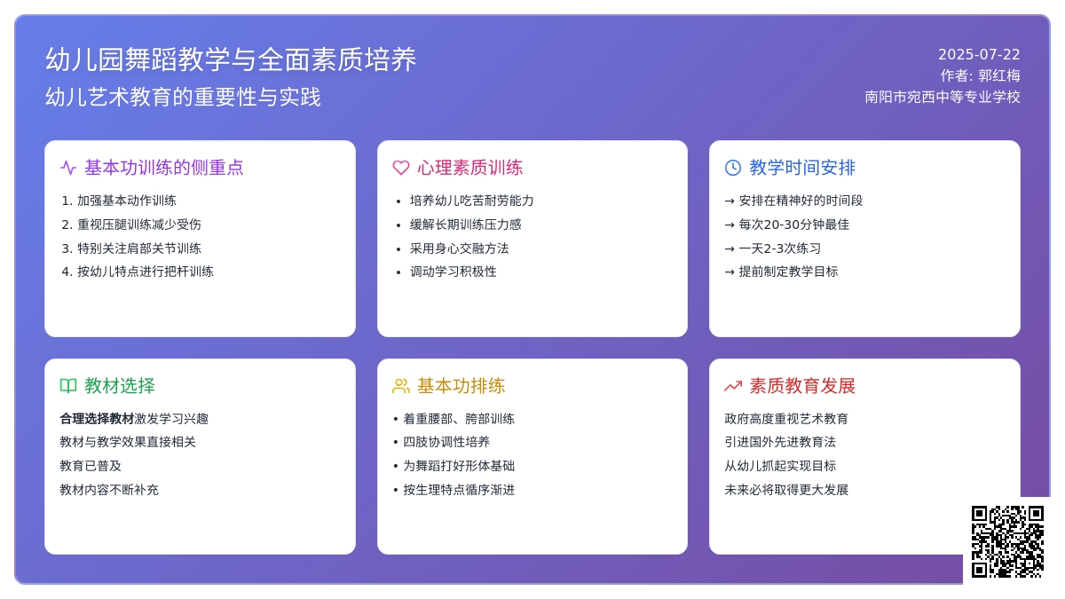 幼儿园舞蹈教学与全面素质培养