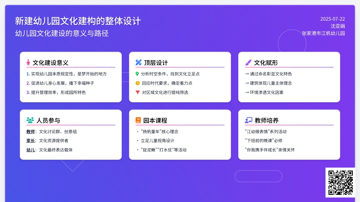 新建幼儿园文化建构的整体设计