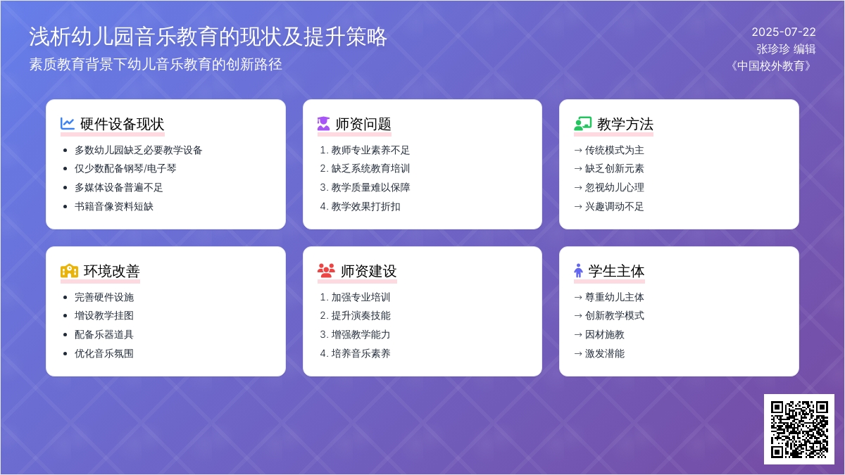 浅析幼儿园音乐教育的现状及提升策略