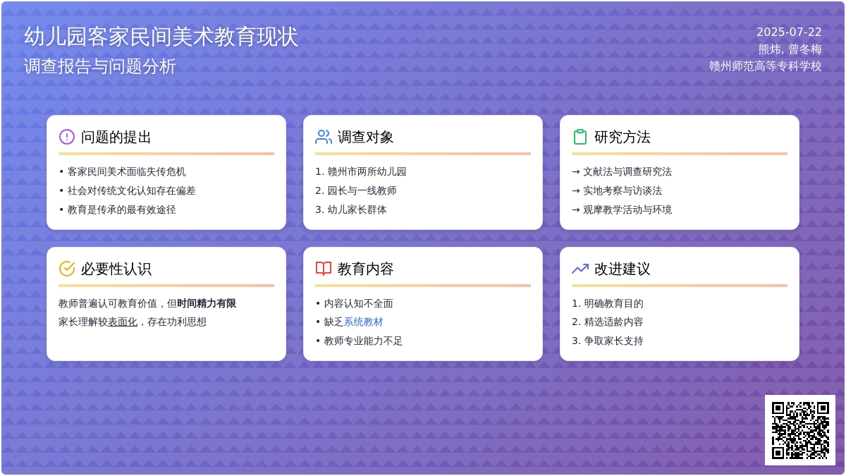 幼儿园客家民间美术教育现状之调查报告