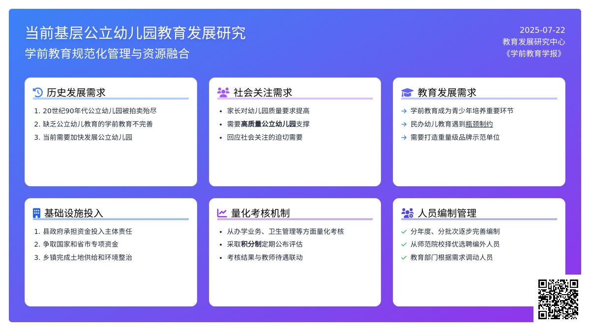当前基层公立幼儿园教育发展研究