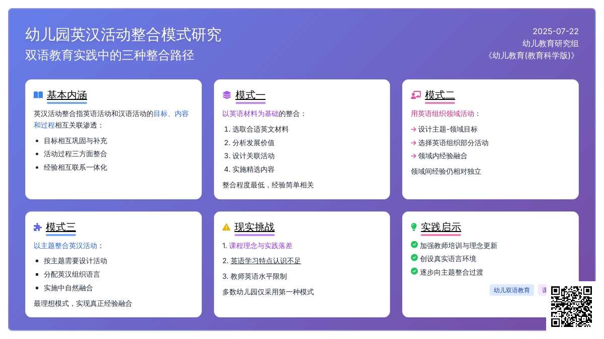幼儿园英汉活动整合的几种模式