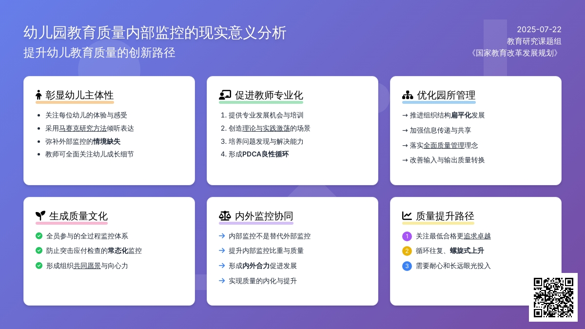 幼儿园教育质量内部监控的现实意义分析