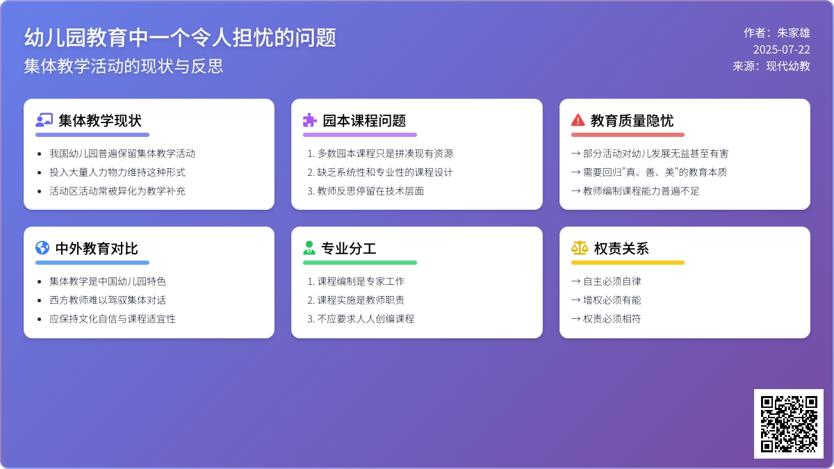 幼儿园教育中一个令人担忧的问题