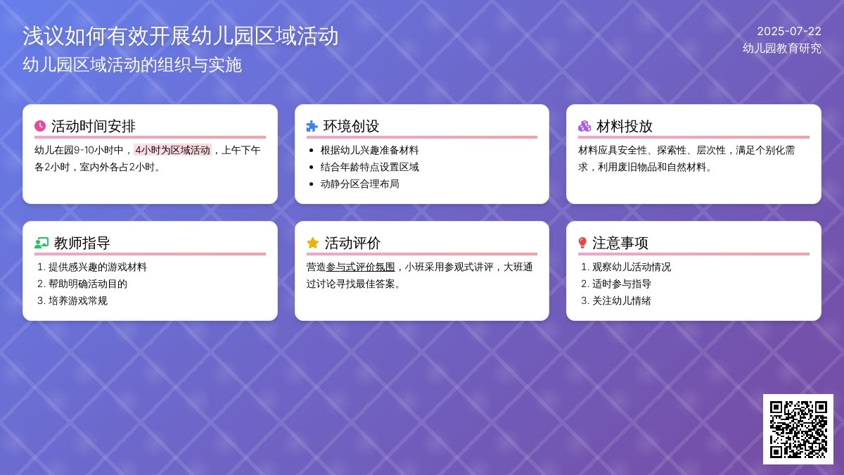 浅议如何有效开展幼儿园区域活动